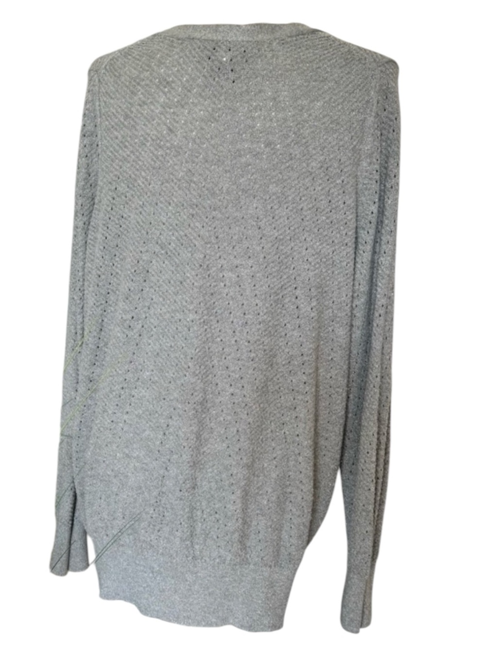 LANE BRYANT V-Neck Sparkly Silver Cardigan Sweater in Gray/Silver Size 18/20 - Picture 6 of 11
